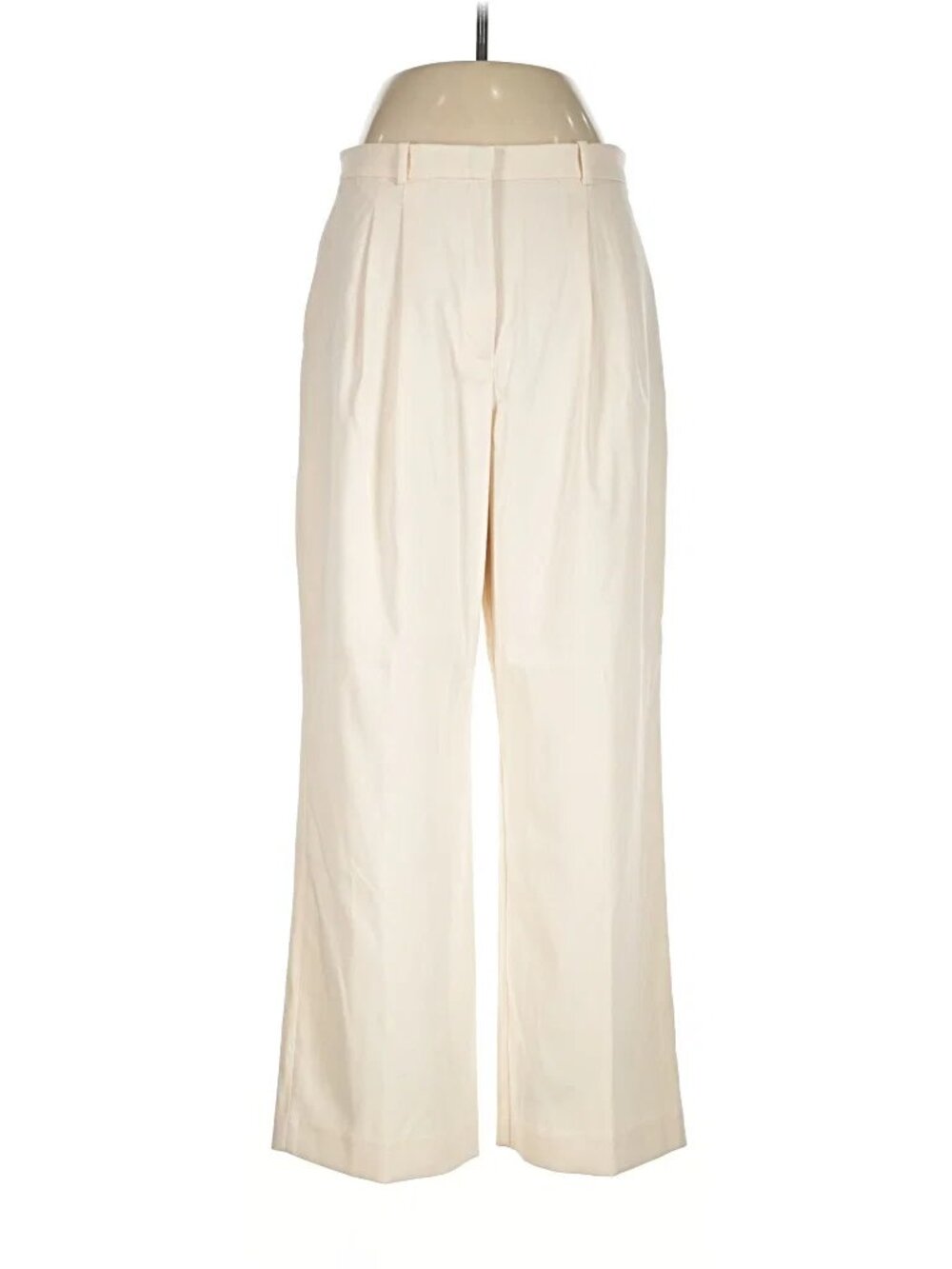 MNG Lyocell/Linen High-Rise Wide-Leg Pleated Trouser Ecru/Cream Women's 4